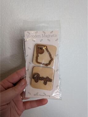 Georgia Wooden Magnet Set Peach State Souvenir Birch House Living New Sealed